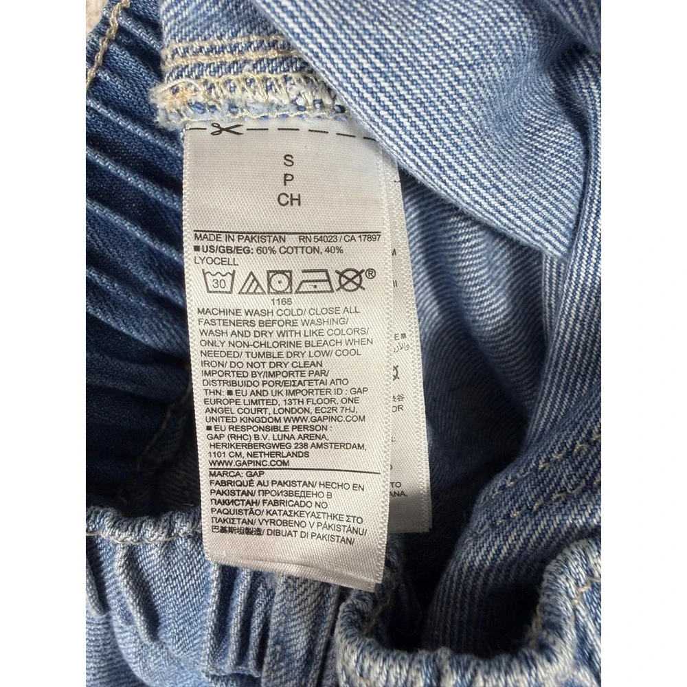 Gap Denim Shorts Womens Small Light Blue Excellent Elastic Waist Carpenter Style